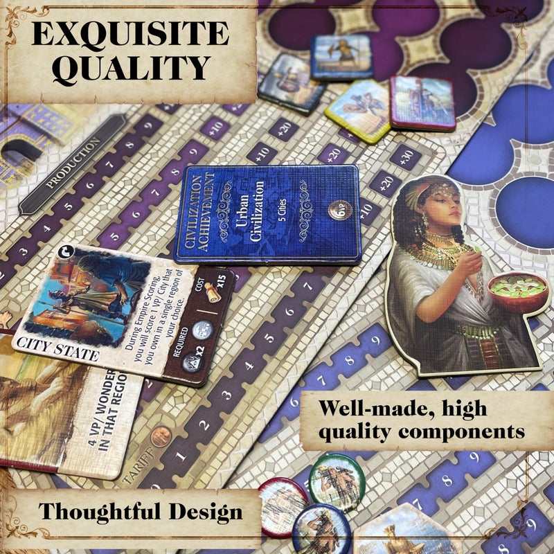University Games Mosaic: A Story of Civilization - Strategy Board Game for Adults and Family | Fast, Fun, Action-Selection and Area Control Game | 1-6 Players | Ages 14 and Up | 120 Minutes | by Forbidden Games - Image 5
